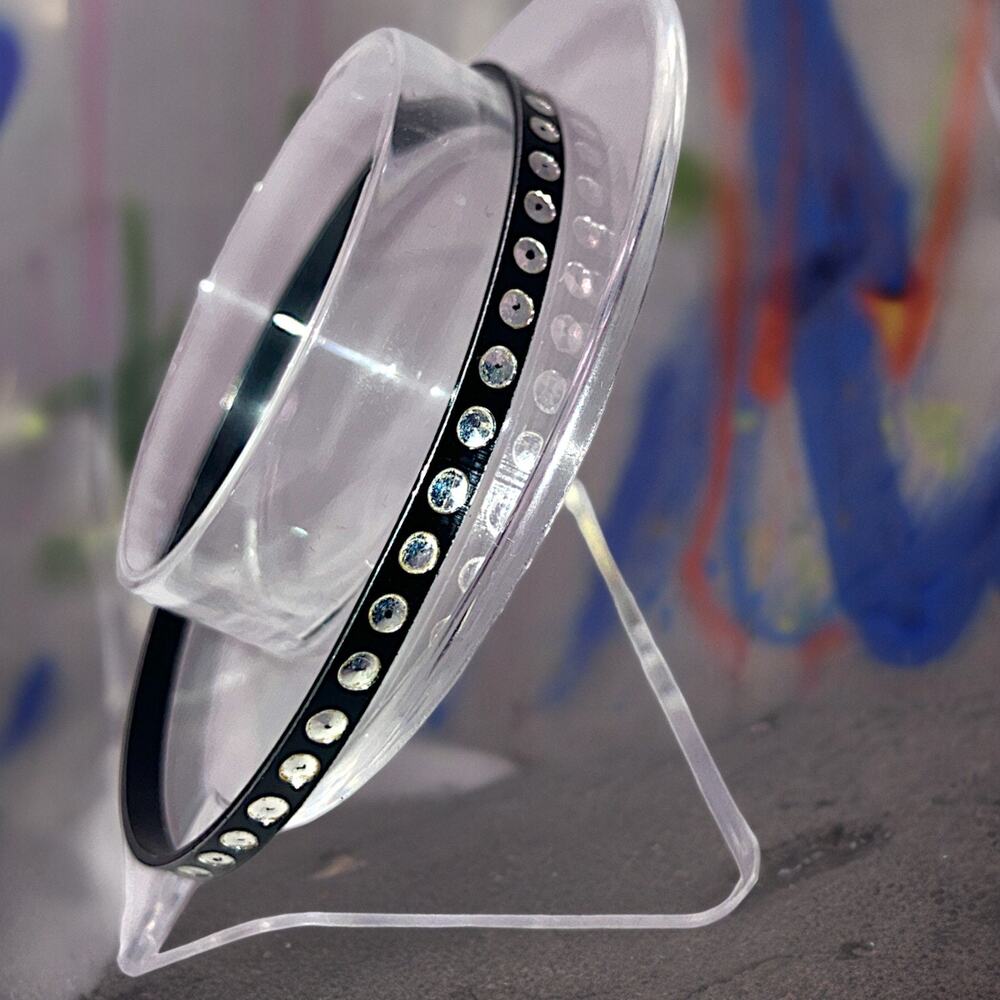 Black Silver Round with Pin Hole Punk Rock 2.75" Bangle Bracelet!